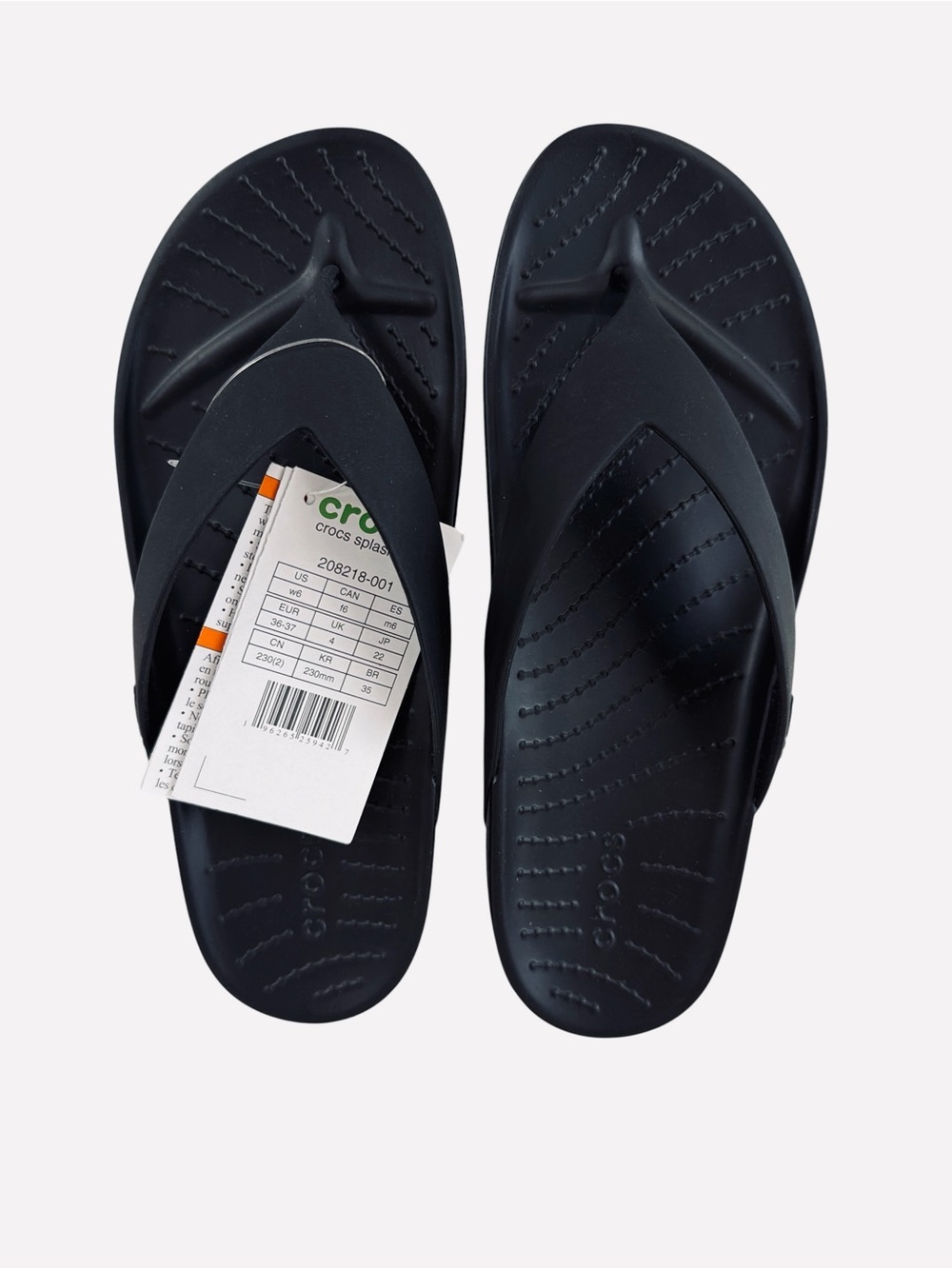 Crocs Women's Splash Flip Flops Sandals in Black Size 6